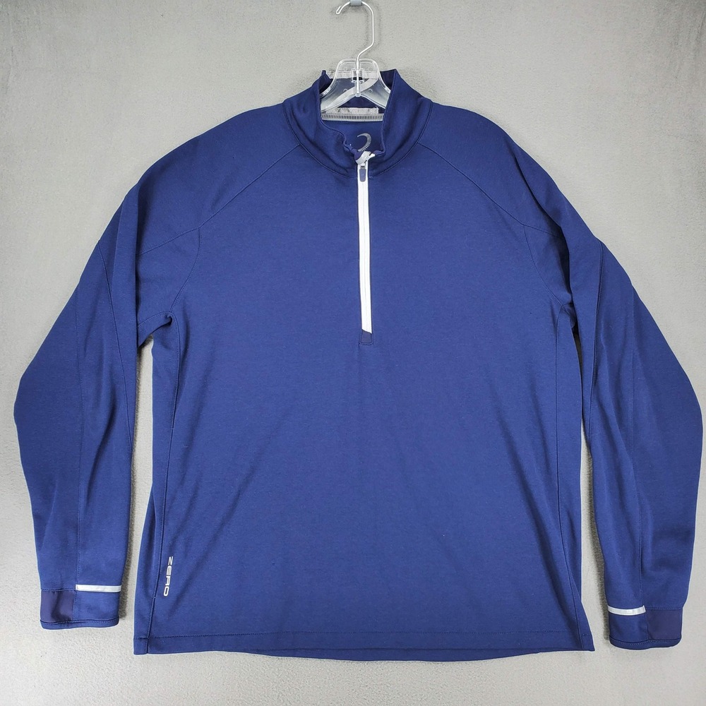 Zero Restriction 1/4 Zip Pullover Men XL Blue Reflective Trim‎ Golf Shirt L1016
